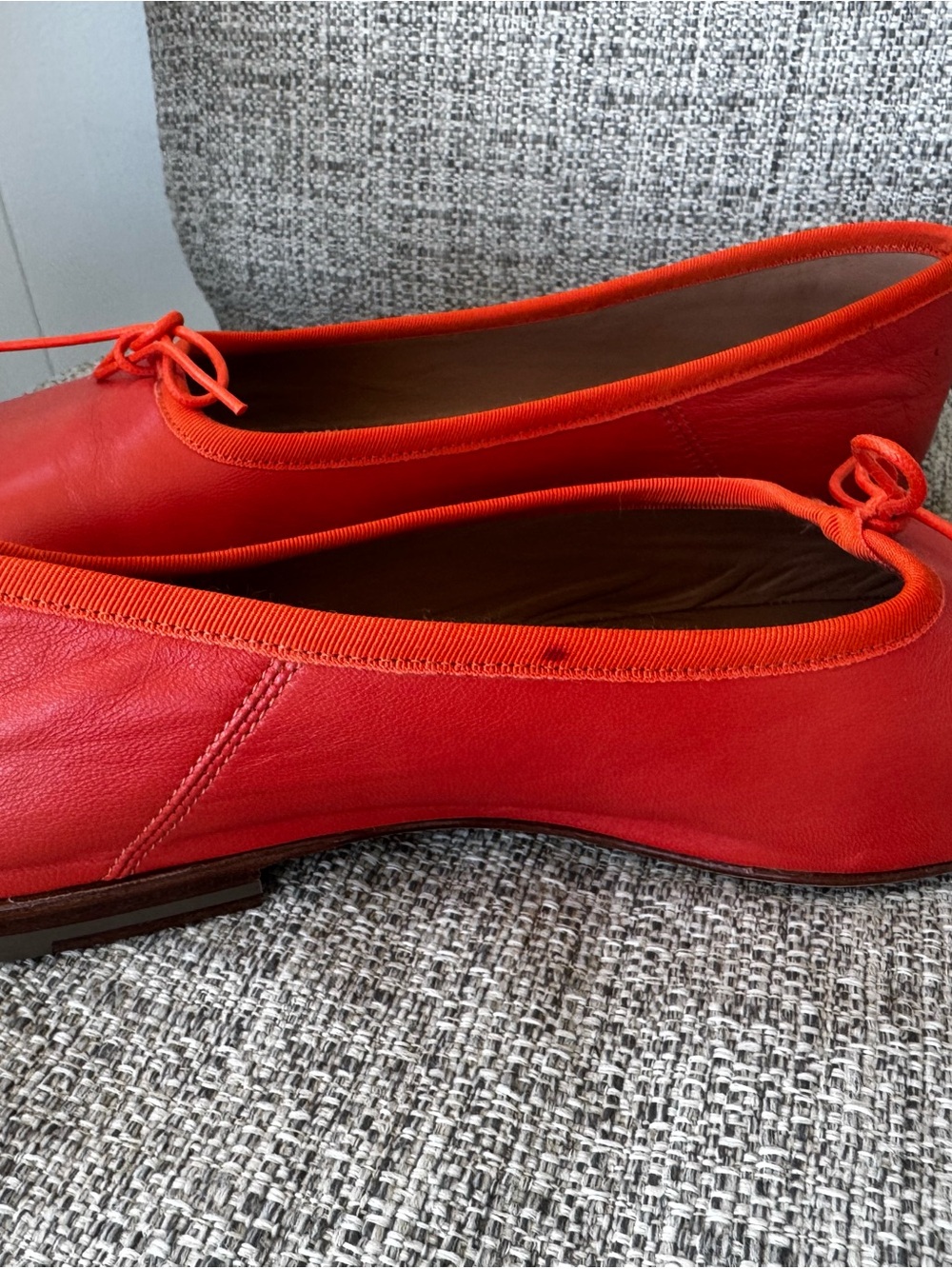 Mansur Gavriel Red Square-Toe Ballet Flats with Bow Detail - Picture 7 of 11